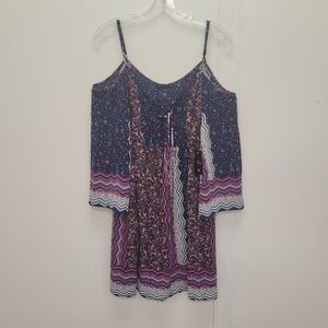 City Triangles Cold Shoulder Semi-sheer Tunic